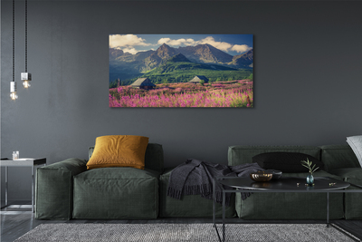 Quadro em tela Montanhas, campos, casas