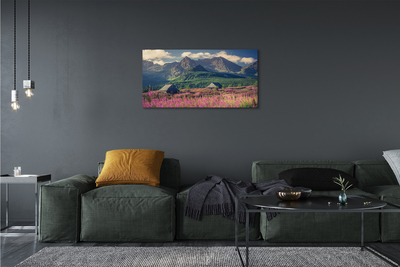 Quadro em tela Montanhas, campos, casas