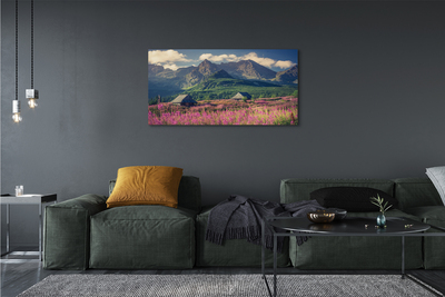 Quadro em tela Montanhas, campos, casas