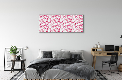 Pintura em tela pássaros cor de rosa