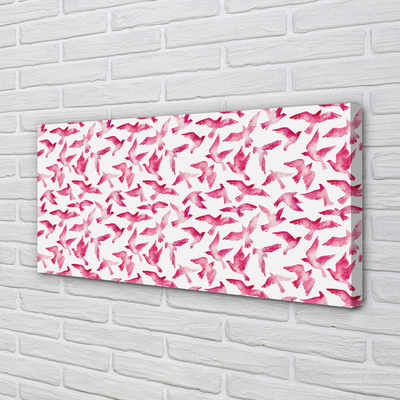 Pintura em tela pássaros cor de rosa