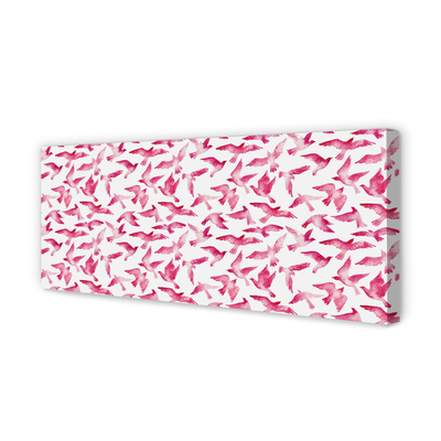 Pintura em tela pássaros cor de rosa