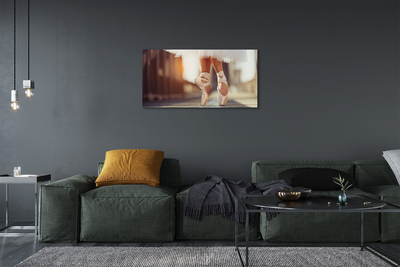 Pintura em tela Pernas femininas com sapatilhas de balé brancas