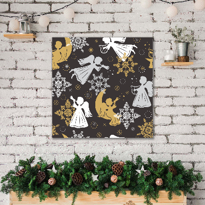 Quadro de parede em tela Flocos de neve anjos natal