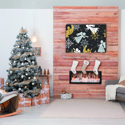 Quadro de parede em tela Flocos de neve anjos natal