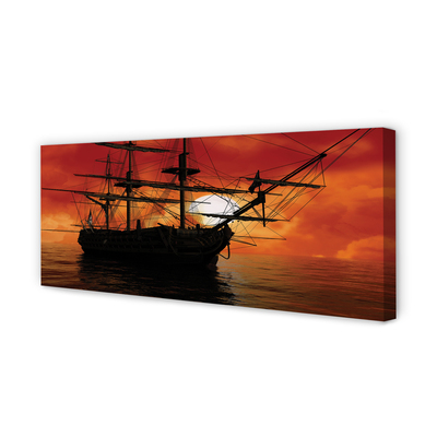 Pintura em tela Navio, mar, céu, nuvens, sol