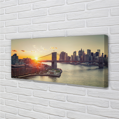 Pintura em tela Nascer do sol no rio Bridge