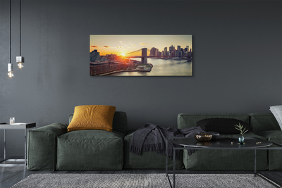 Pintura em tela Nascer do sol no rio Bridge