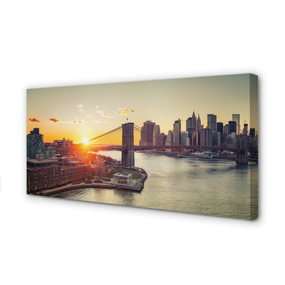 Pintura em tela Nascer do sol no rio Bridge