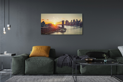 Pintura em tela Nascer do sol no rio Bridge