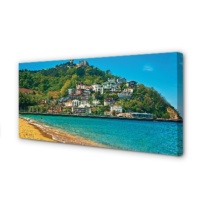 Pintura em tela Espanha Praia Montanhas Cidade