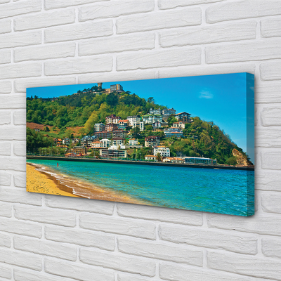 Pintura em tela Espanha Praia Montanhas Cidade