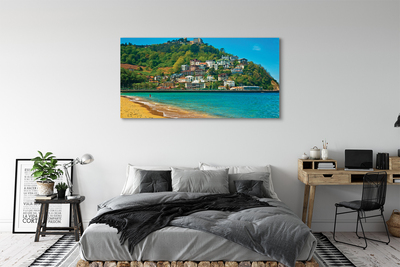 Pintura em tela Espanha Praia Montanhas Cidade