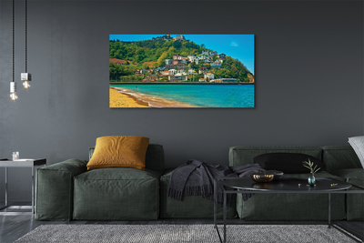 Pintura em tela Espanha Praia Montanhas Cidade