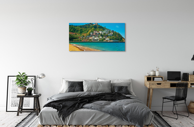 Pintura em tela Espanha Praia Montanhas Cidade