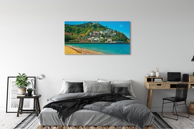 Pintura em tela Espanha Praia Montanhas Cidade