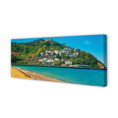 Pintura em tela Espanha Praia Montanhas Cidade