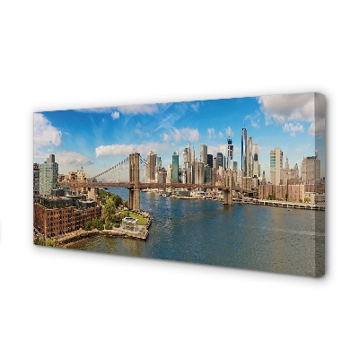 Pintura em tela Panorama da ponte arranha-céus
