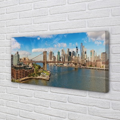 Pintura em tela Panorama da ponte arranha-céus