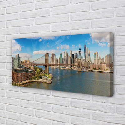 Pintura em tela Panorama da ponte arranha-céus