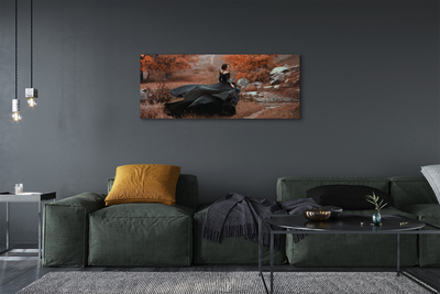 Quadro em tela Mulher montanhas de outono