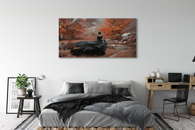 Quadro em tela Mulher montanhas de outono