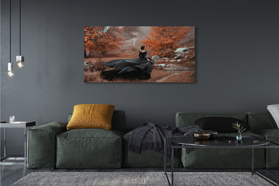 Quadro em tela Mulher montanhas de outono