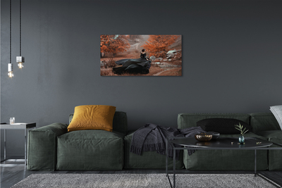 Quadro em tela Mulher montanhas de outono