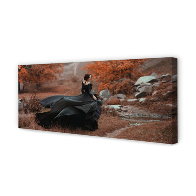 Quadro em tela Mulher montanhas de outono