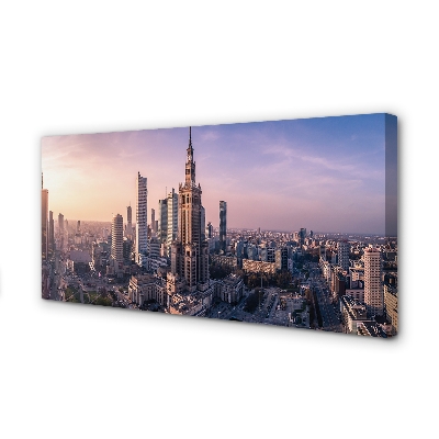 Pintura em tela Panorama dos arranha-céus do nascer do sol em Varsóvia