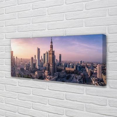 Pintura em tela Panorama dos arranha-céus do nascer do sol em Varsóvia