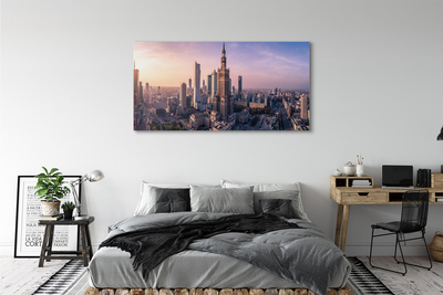 Pintura em tela Panorama dos arranha-céus do nascer do sol em Varsóvia