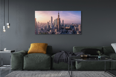 Pintura em tela Panorama dos arranha-céus do nascer do sol em Varsóvia