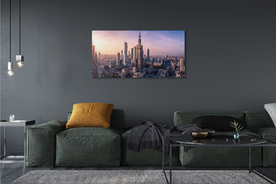 Pintura em tela Panorama dos arranha-céus do nascer do sol em Varsóvia