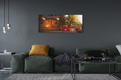 Pintura em tela Presentes para lareira de árvore de Natal