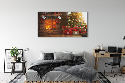 Pintura em tela Presentes para lareira de árvore de Natal