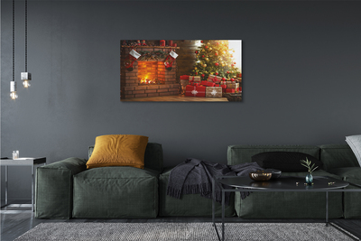 Pintura em tela Presentes para lareira de árvore de Natal