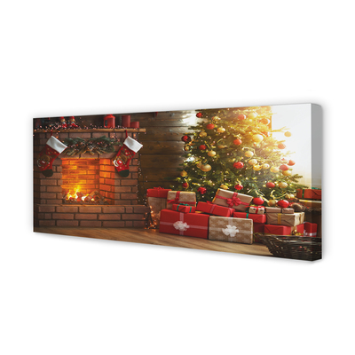 Pintura em tela Presentes para lareira de árvore de Natal