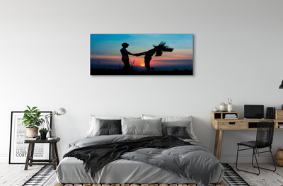 Pintura em tela Pessoas pôr do sol céu