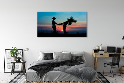 Pintura em tela Pessoas pôr do sol céu