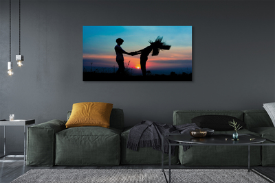 Pintura em tela Pessoas pôr do sol céu