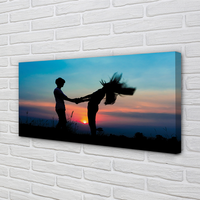 Pintura em tela Pessoas pôr do sol céu