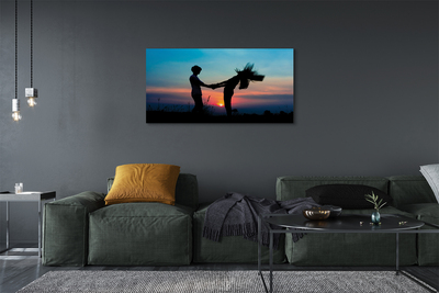 Pintura em tela Pessoas pôr do sol céu