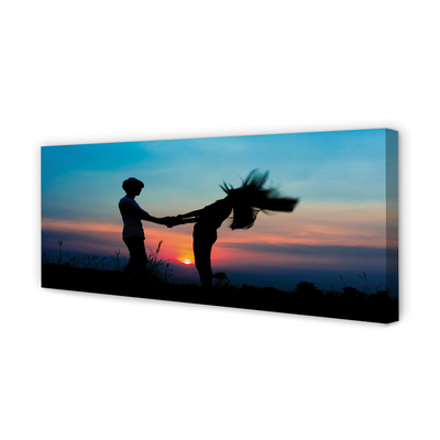 Pintura em tela Pessoas pôr do sol céu