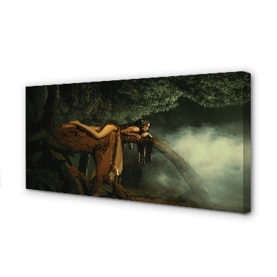 Pintura em tela Mulher árvore nuvens