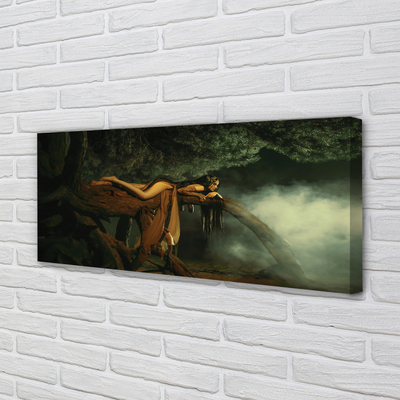 Pintura em tela Mulher árvore nuvens