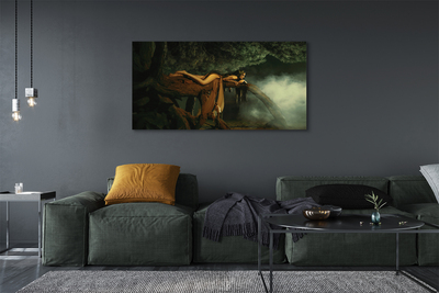 Pintura em tela Mulher árvore nuvens