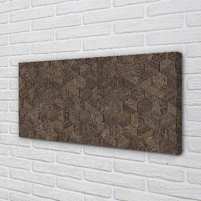 Quadro em tela hexágonos de madeira