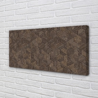 Quadro em tela hexágonos de madeira
