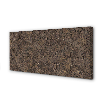 Quadro em tela hexágonos de madeira